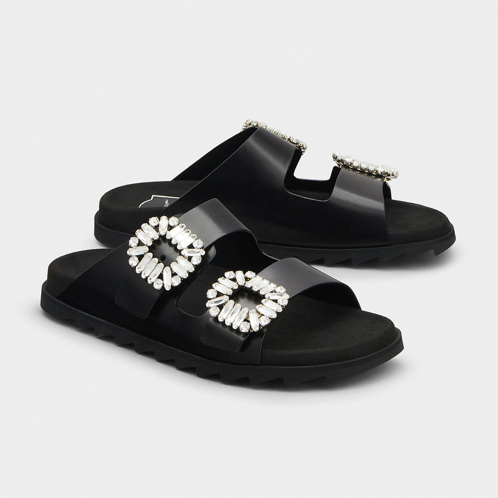 Roger Vivier Slidy Viv Mules in leather Black Woman  #379659