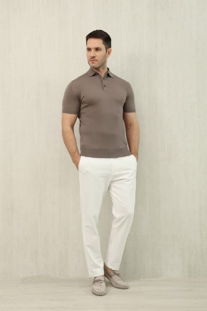 Loro Piana King's Gift® Men's Polo Shirt Spring Summer Fashion Casual Button Short Sleeve Top Knitted T-shirt Lapel Men's Clothes Ngvp #9957
