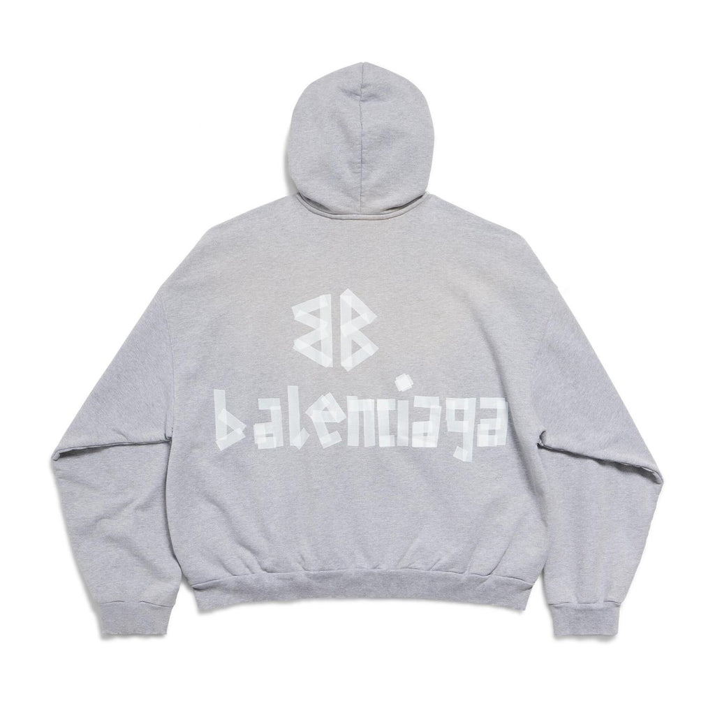 Balenciaga Men's Spring and Autumn Gray Letter Logo Printed Hooded Long Sleeve Sweatshirt Pullover #73489