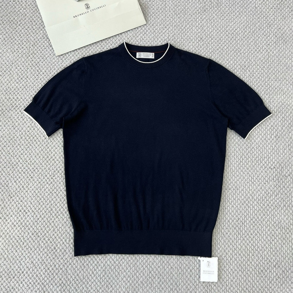Brunello Cucinelli Men's Summer Solid Color Round Neck Cotton Short Sleeve T-Shirt #76658