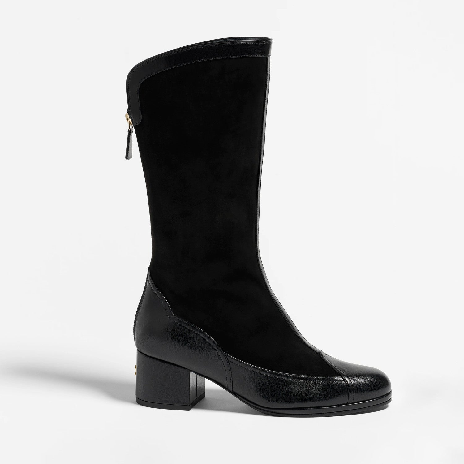 Chanel Women's Sheepskin Calfskin Round Toe Zipper High Top Boots Autumn and Winter Solid Color Chunky Heel Casual Shoes Ngvp #2138
