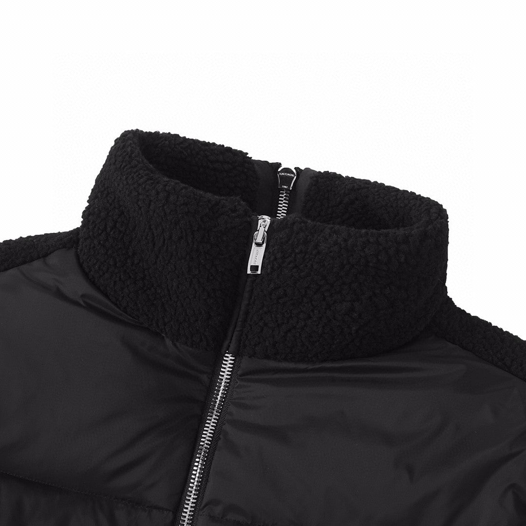 Moncler x Rick Owens Men's And Women's Winter Black Glossy Fur Collar Zipper Long Sleeve Puffer Down Jacket #72459
