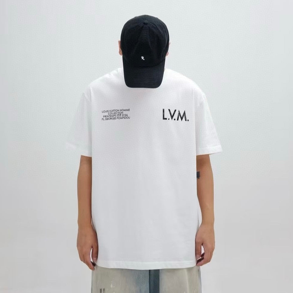 Louis Vuitton Men's Summer Solid Color Fashion Casual Round Neck Letter Print Short Sleeve T-Shirt #78315