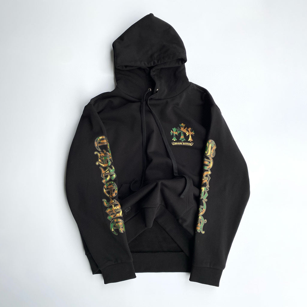 Chrome Hearts Men's Autumn Black Hooded Sweatshirt Pullover Casual Sweatpants Set Suit #97426