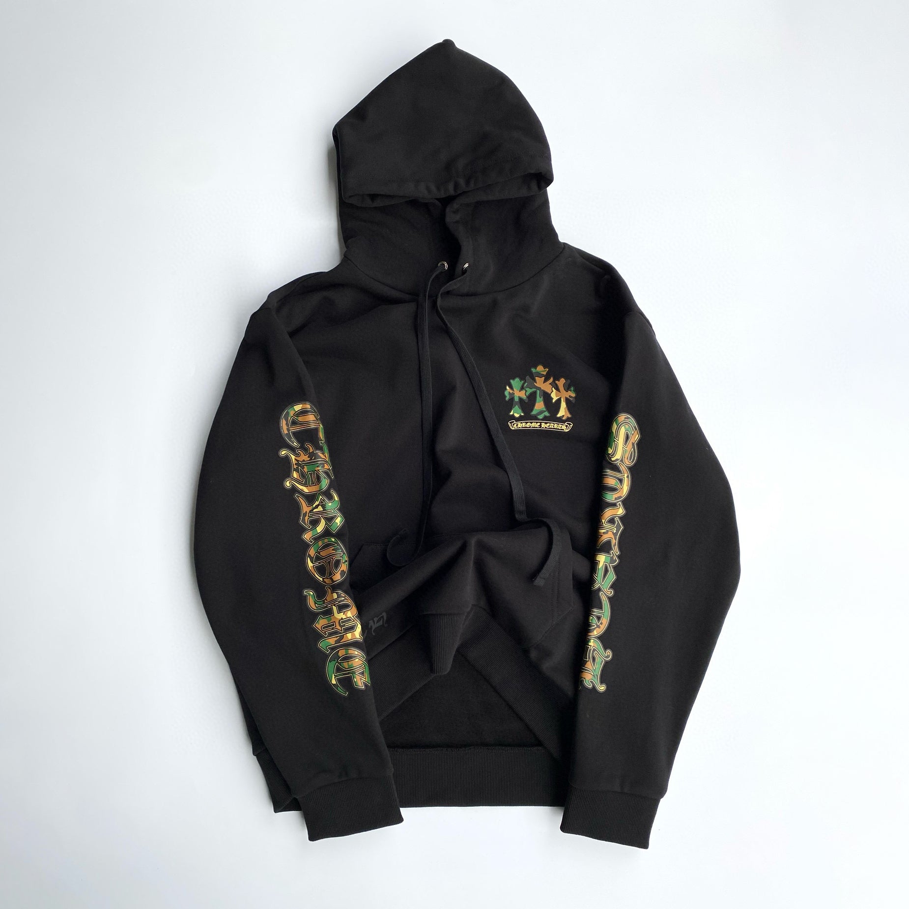 Chrome Hearts Men's Autumn Black Hooded Sweatshirt Pullover Casual Sweatpants Set Suit #97426