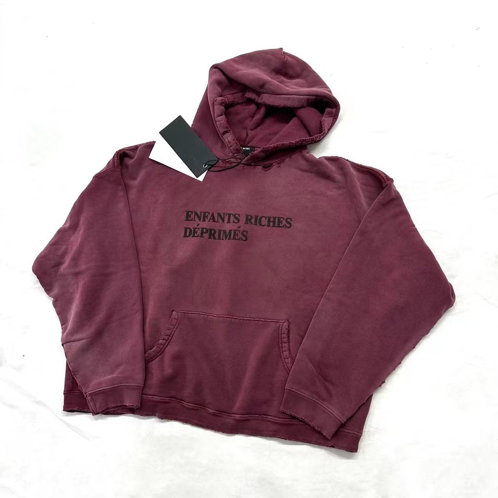 Enfants Riches Deprimes Men's Spring And Autumn Solid Color Hooded Letter Sweatshirt Casual Fashion Trend Pullover Sweatshirt Ngvp #98267