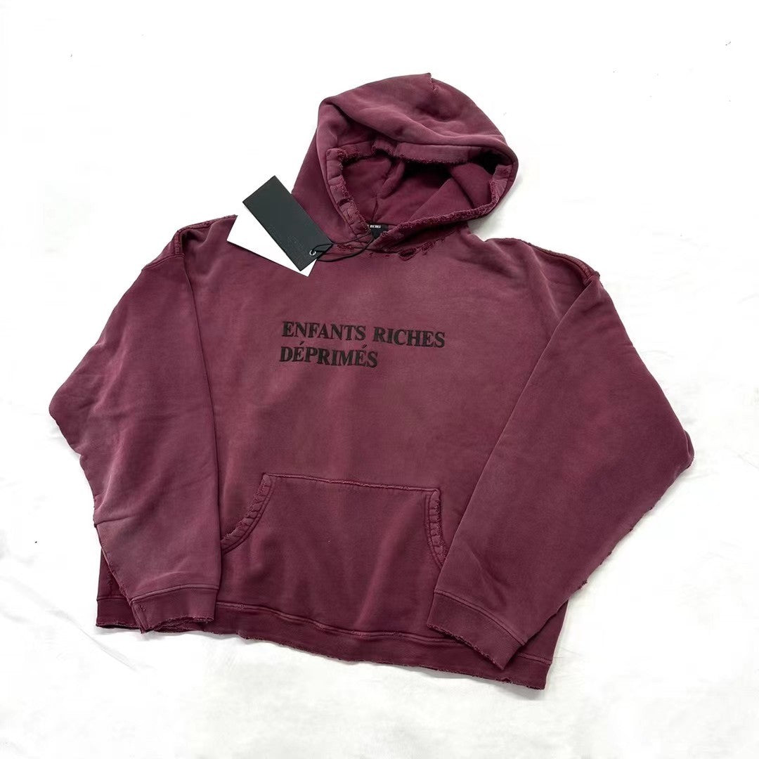 Enfants Riches Deprimes Men's Spring And Autumn Solid Color Hooded Letter Sweatshirt Casual Fashion Trend Pullover Sweatshirt Ngvp #98267