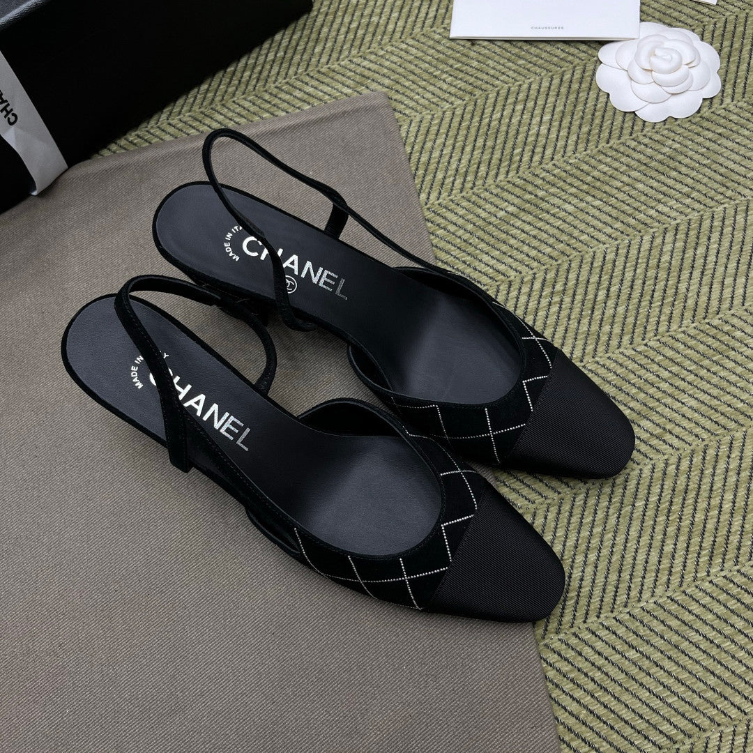 Chanel Women's Spring/Fall Fashion Casual Round-Toe Slip-On High-Heel Chunky-Heel Flat Casual Shoes #78772