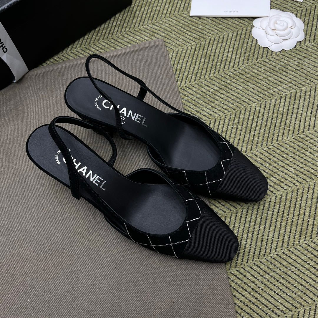 Chanel Women's Spring/Fall Fashion Casual Round-Toe Slip-On High-Heel Chunky-Heel Flat Casual Shoes #78772