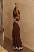 Scallop Knit Maxi Dress - Chocolate