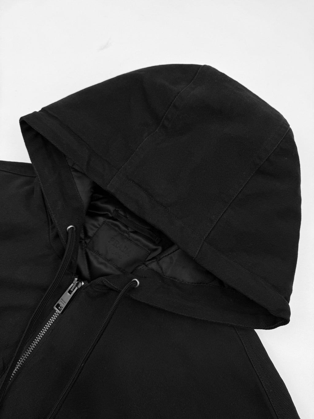 Prada Men's Winter Fashion Casual Solid Color Hooded Zip Up Jacket With Triangle Label Cotton Coat Cotton Jacket #79344