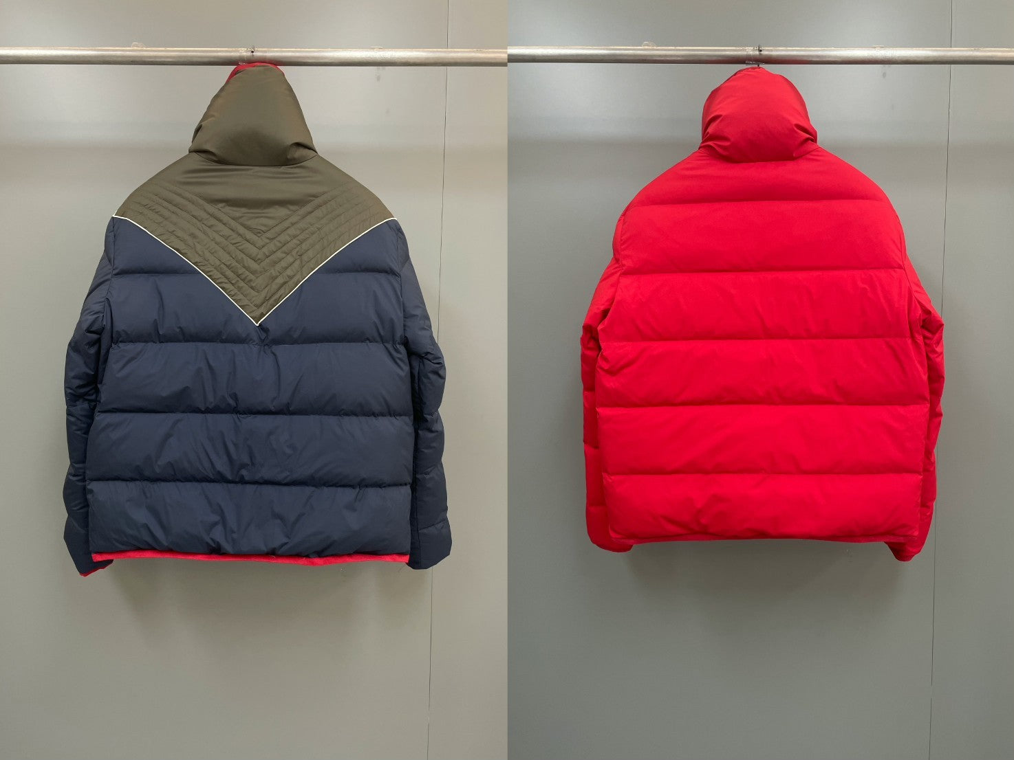 Loro Piana Men's Fall and Winter Colorblocking Lapel Reversible Zipper Long Sleeve Puffer Down Jacket #74426