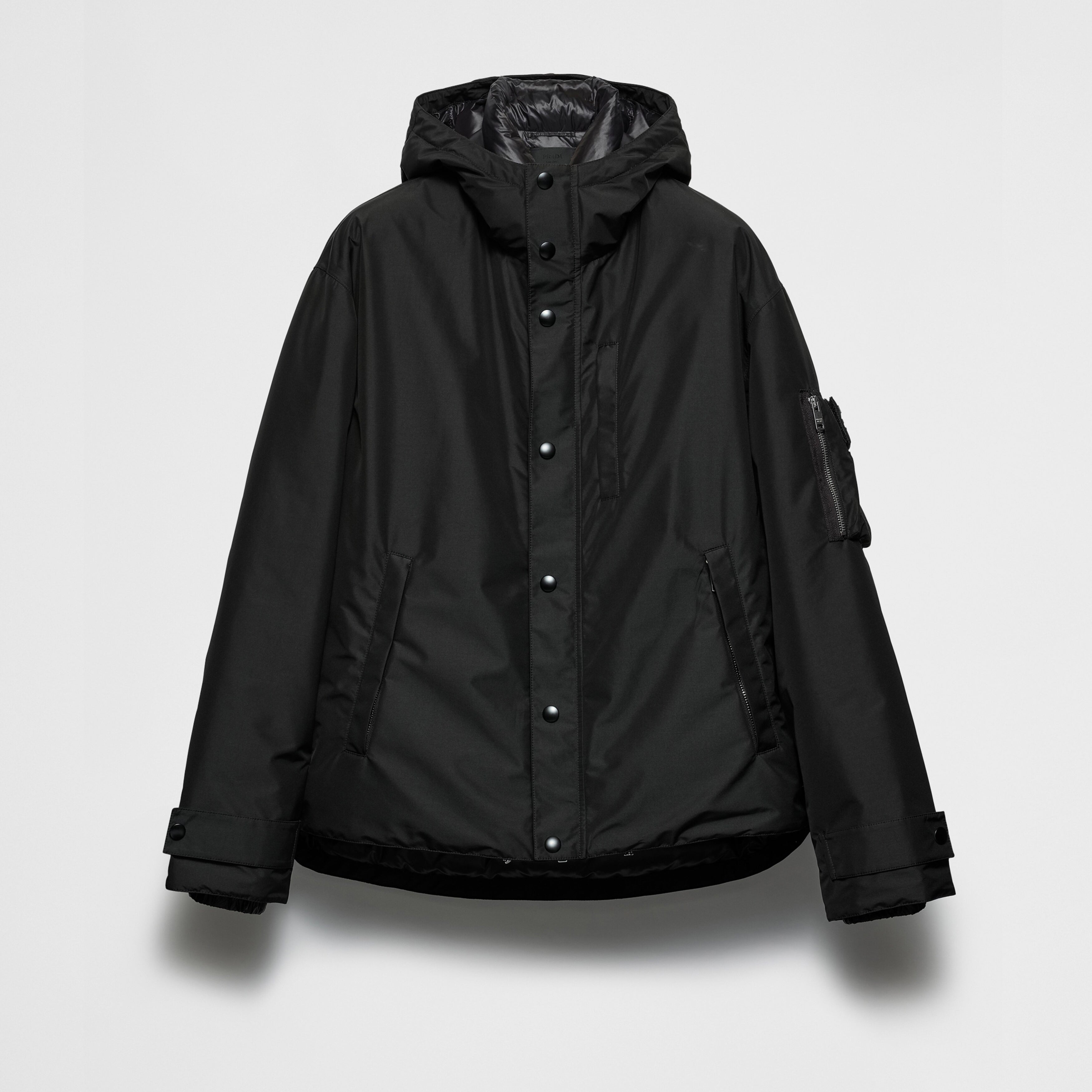 Prada Men's Fall/winter Fashion Casual Solid Color Hooded Zipper Single Button Windproof Down Jacket #79565
