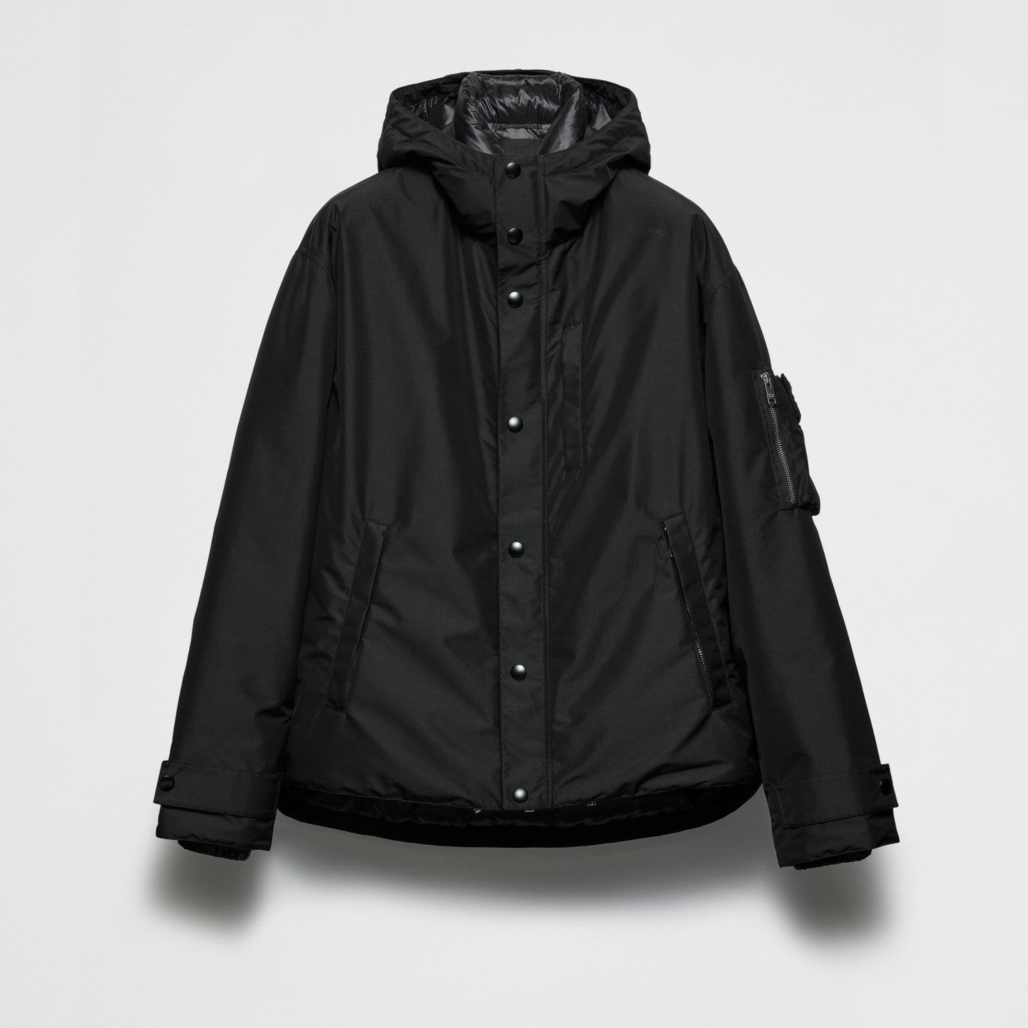 Prada Men's Fall/winter Fashion Casual Solid Color Hooded Zipper Single Button Windproof Down Jacket #79565