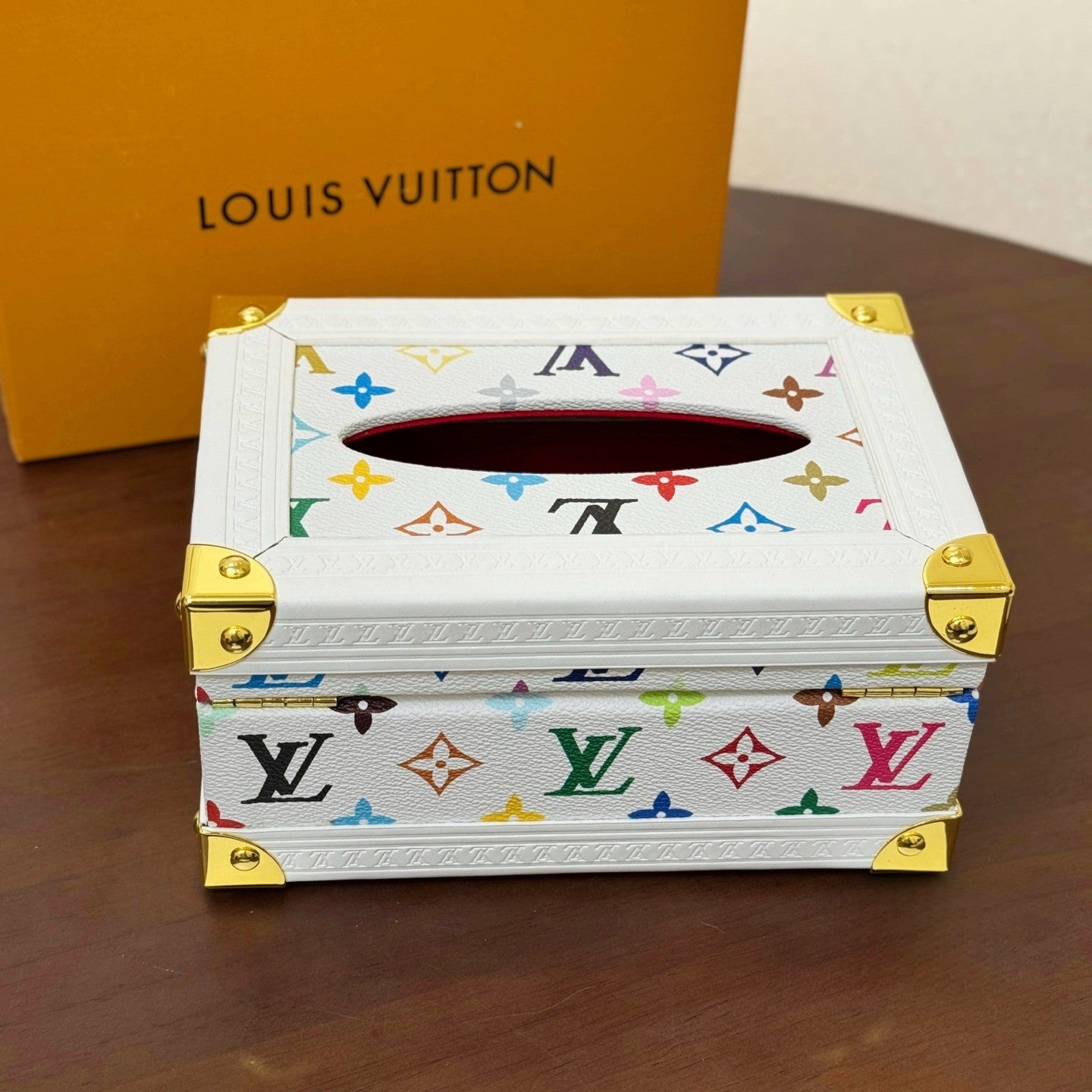 Louis Vuitton Monogrammed Printed Latch Closure Coated Canvas Organizer Tissue Box Hard Case Bag Bags #76449