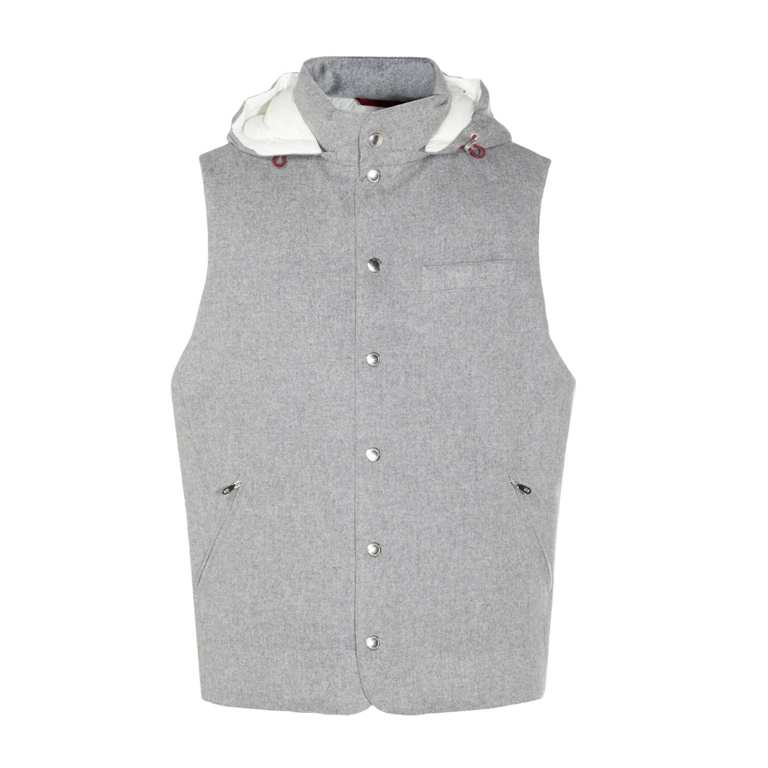 Brunello Cucinelli Men's Spring/Autumn Detachable Hooded Solid Color Single-Breasted Bonded Wool Flannel Down Vest Ngvp #2293