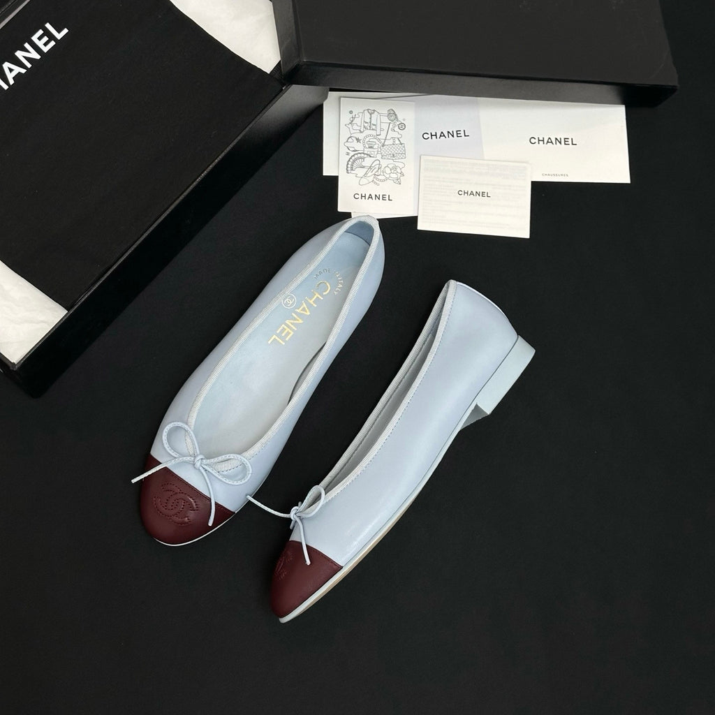 CHANEL Ballet Flats Lambskin Burgundy Pink #387089