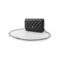 CHANEL Classic CC Logo Silver Buckle Lychee Leather Black #332724