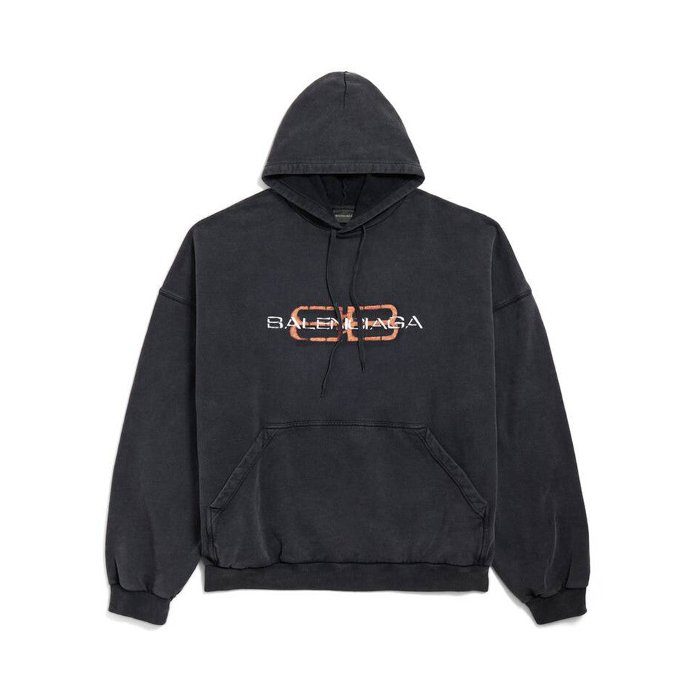 Balenciaga Men's BB Icon Stencil Hoodie Large Fit in Faded Black #333576