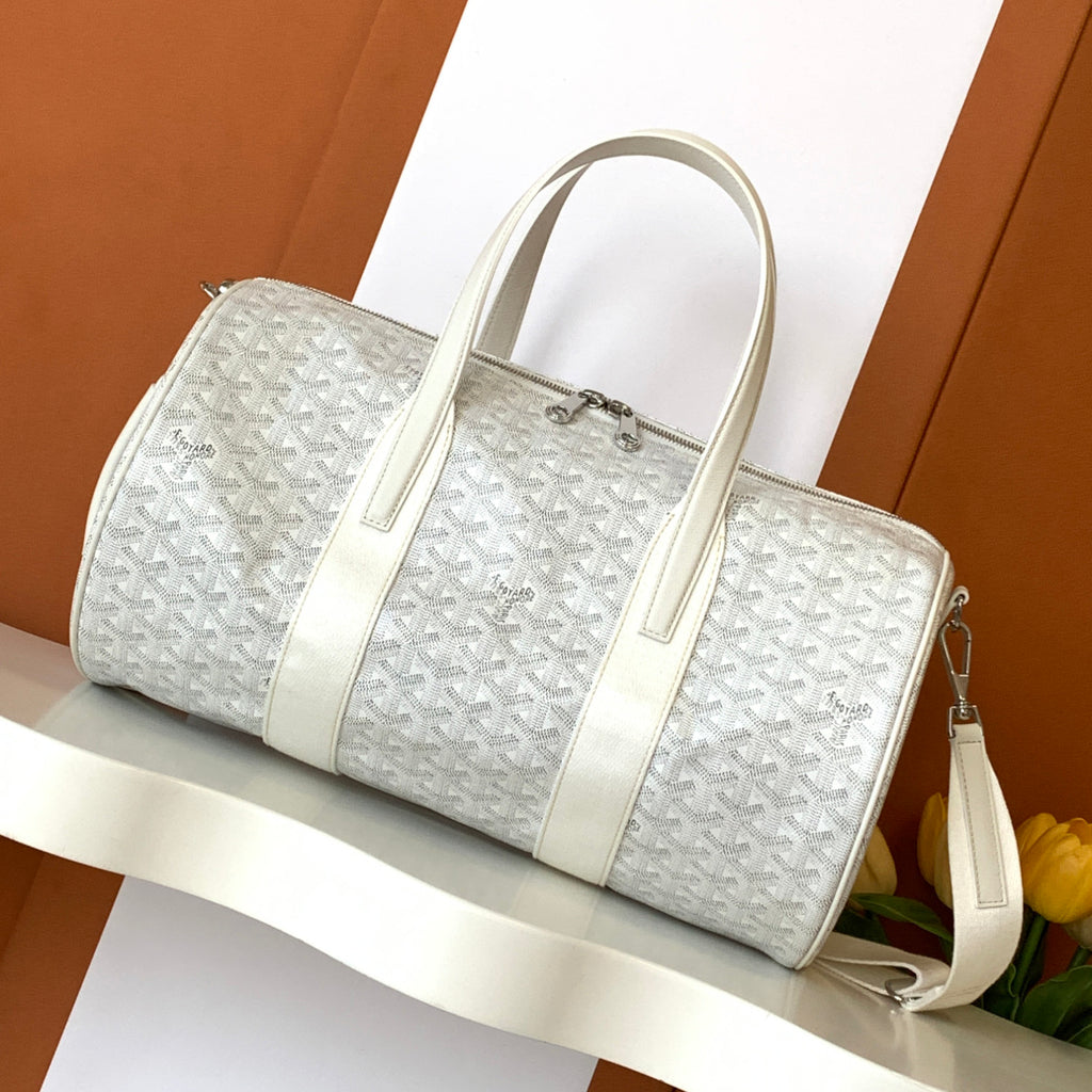 GOYARD Barrel 40 Men's And Women's Logo Printing Canvas Collocation Calf Leather Sports Bag Travel Bags #75143