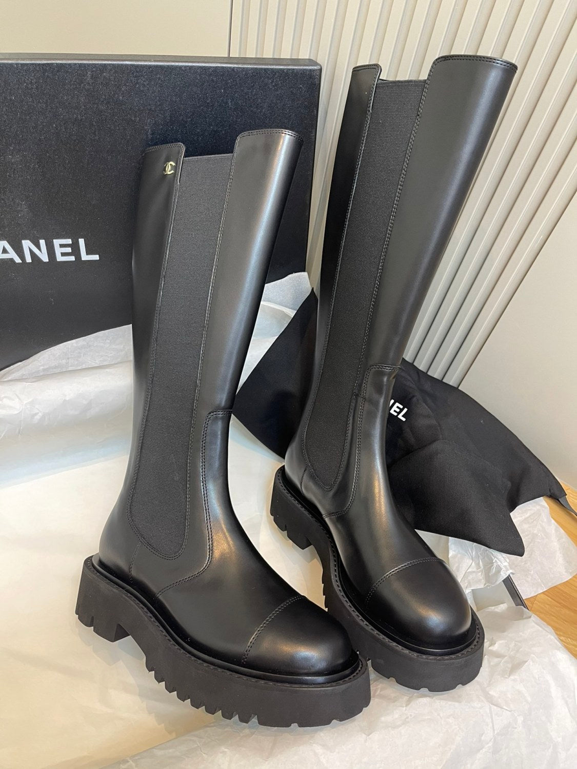 Chanel Women's Autumn/Winter Fashion Casual Round Toe Zipper Suede Sheepskin Calfskin High Top Boots  Shoes #78335