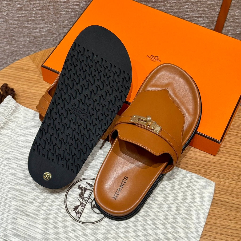 Hermes Men Women Spring Summer Autumn Empire Slippers Solid Color Suede Rubber Bottom Comfortable Casual Flat Sandals Shoes #81196