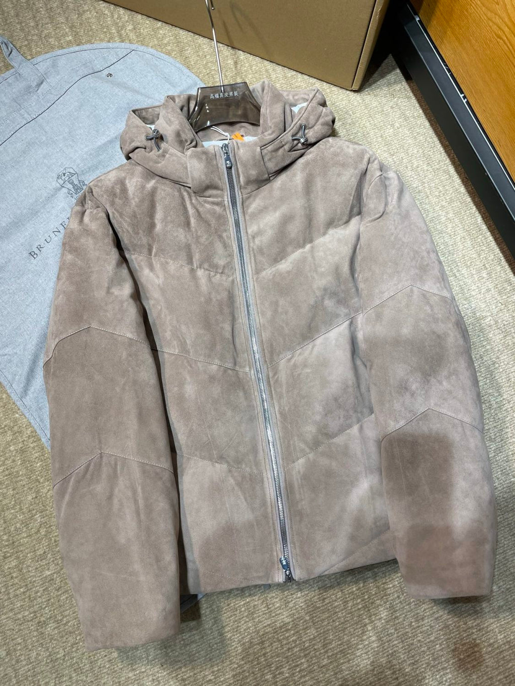 Brunello Cucinelli Quilted suede down jacket #333856