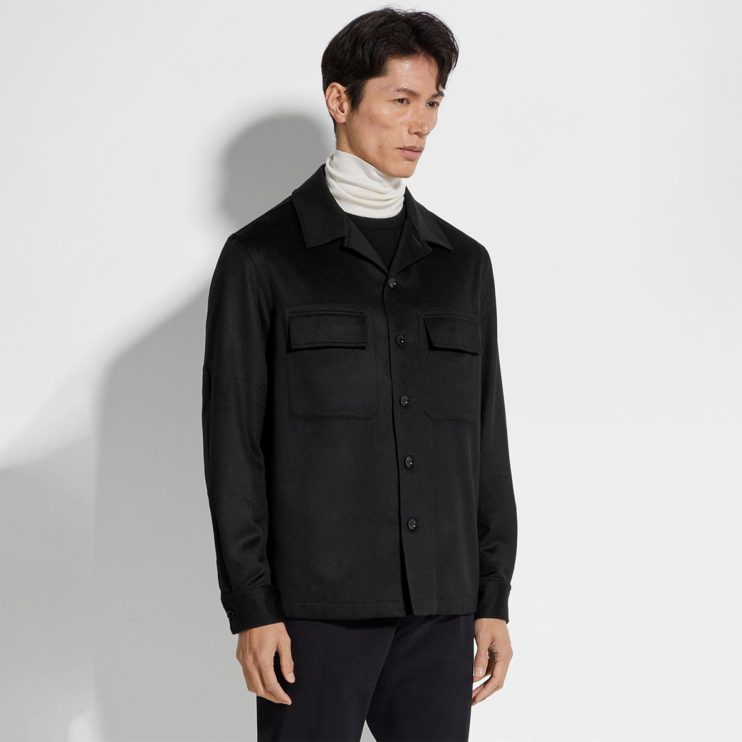 Ermenegildo Zegna Oasi Cashmere Alba Shirt Jacket Men's Luxury Solid Color Temperament Wool Shirt Fashion Casual Lapel Single Breasted Shirt Jacket Ngvp #2493