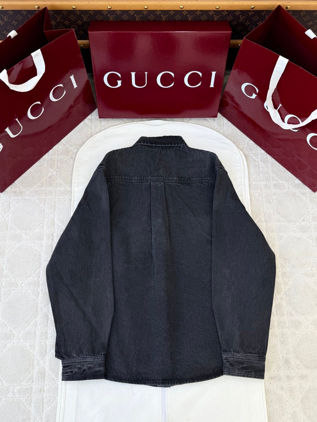Gucci Washed Cotton Denim Shirt Pants in Black #336977