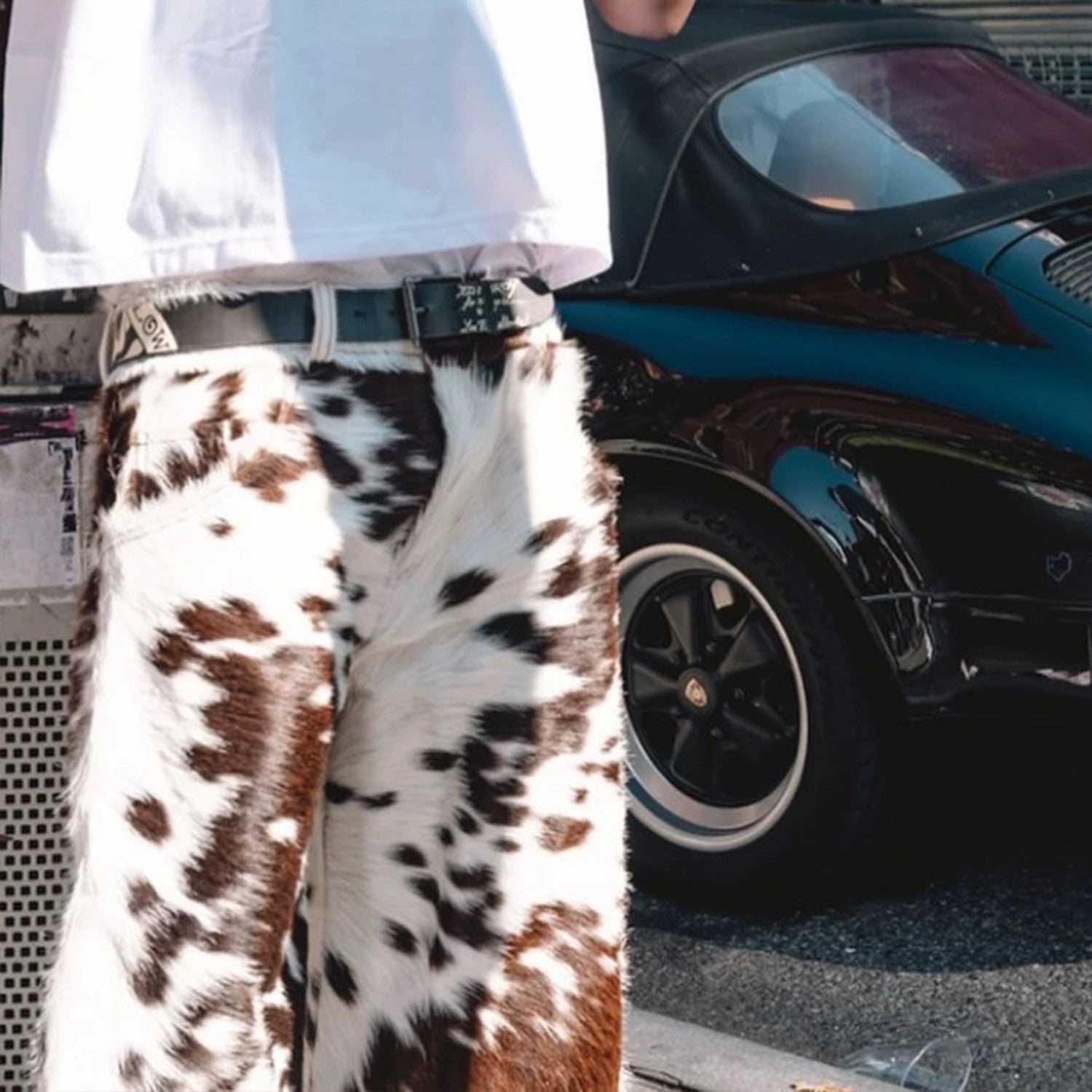 Self-branded Spring And Summer New 1of1 Leather Cow Fur Shorts High Street Trend Fashion Hip-hop Style Versatile Luxury Wide-legged Shorts Ngvp #1583