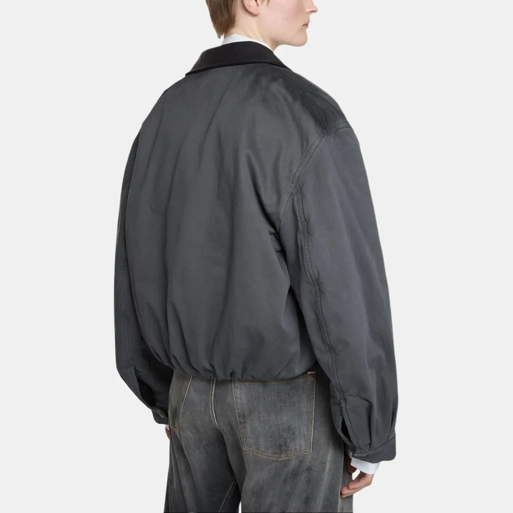 Acne Studios SS25 Men's and Women's Barn Logo Patch Fitted Zip Off Shoulder Long Sleeve Bomber Jacket #332324