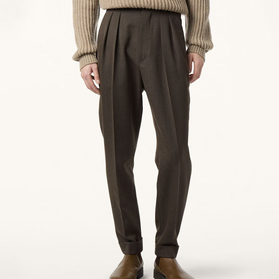 Loro Piana Men's Stafford Mid-Rise Straight-Leg Wool Solid-Color All-Season Casual Pants Ngvp #2563