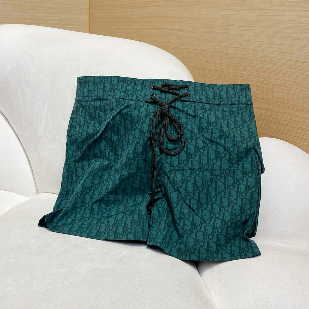 Dior Men's Summer Solid Colour Letter Print Lace Up Casual Silk Straight Swimming Shorts #76873