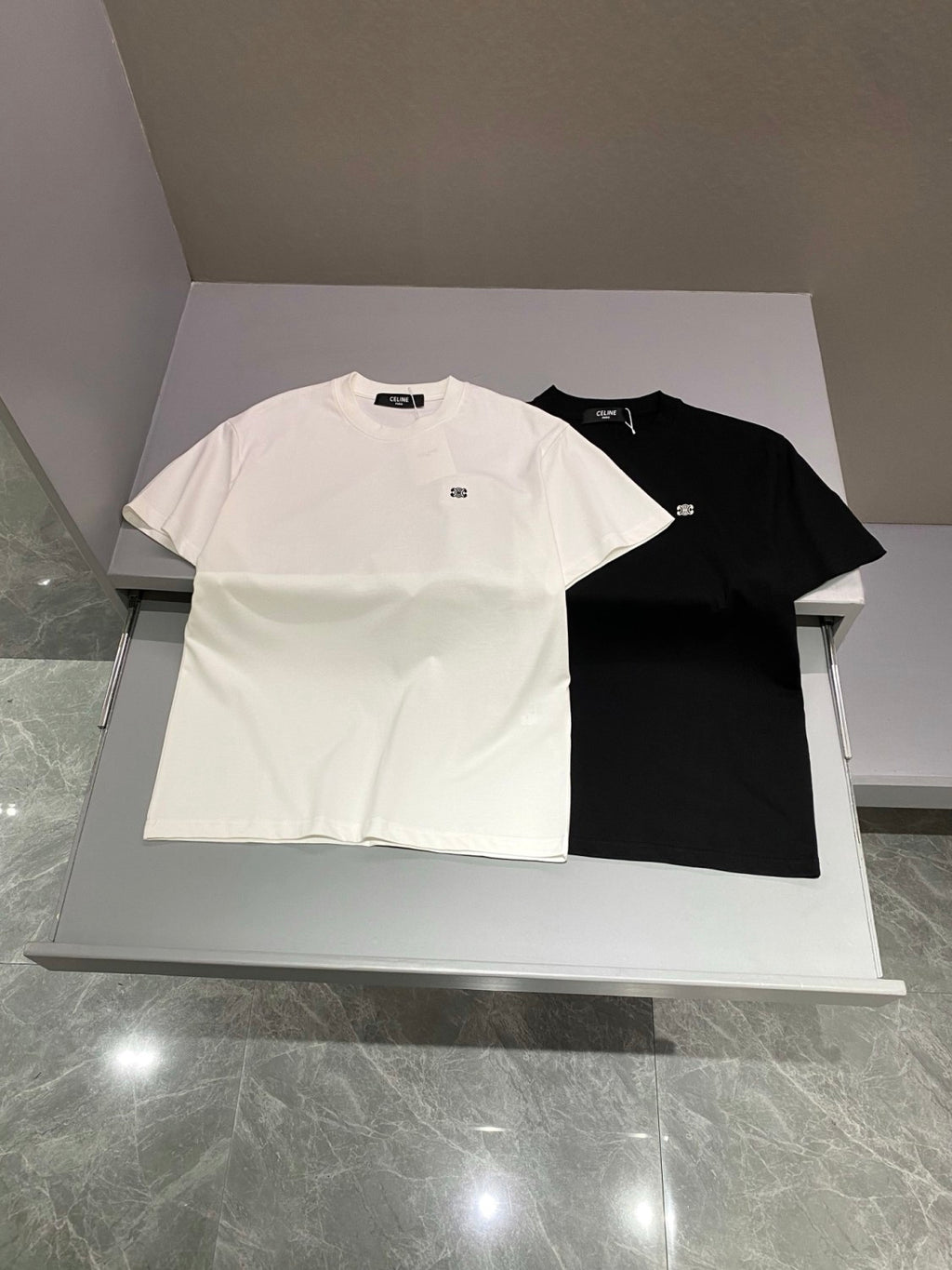 Celine Triomphe Cotton Plain Knit Loose T-Shirt C Spring And Summer Men And Women Fashion Round Neck Short Sleeve Logo Embroidery T-Shirt #81149