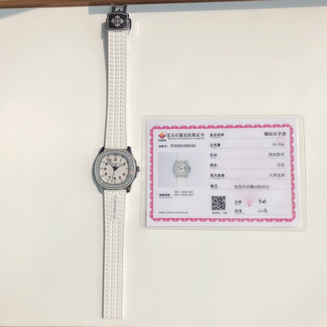 Patek Philippe Mechanical Watches With Diamonds On Silicone Straps Watch #96352