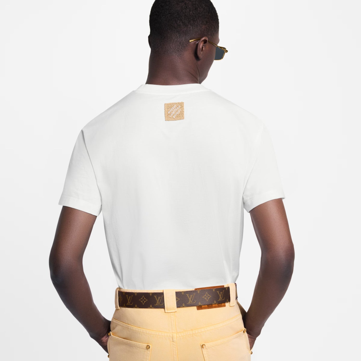 Louis Vuitton Men's Summer Logo Embroidered Solid Color Straight Leg Crew Neck Short Sleeve T-Shirt #81483