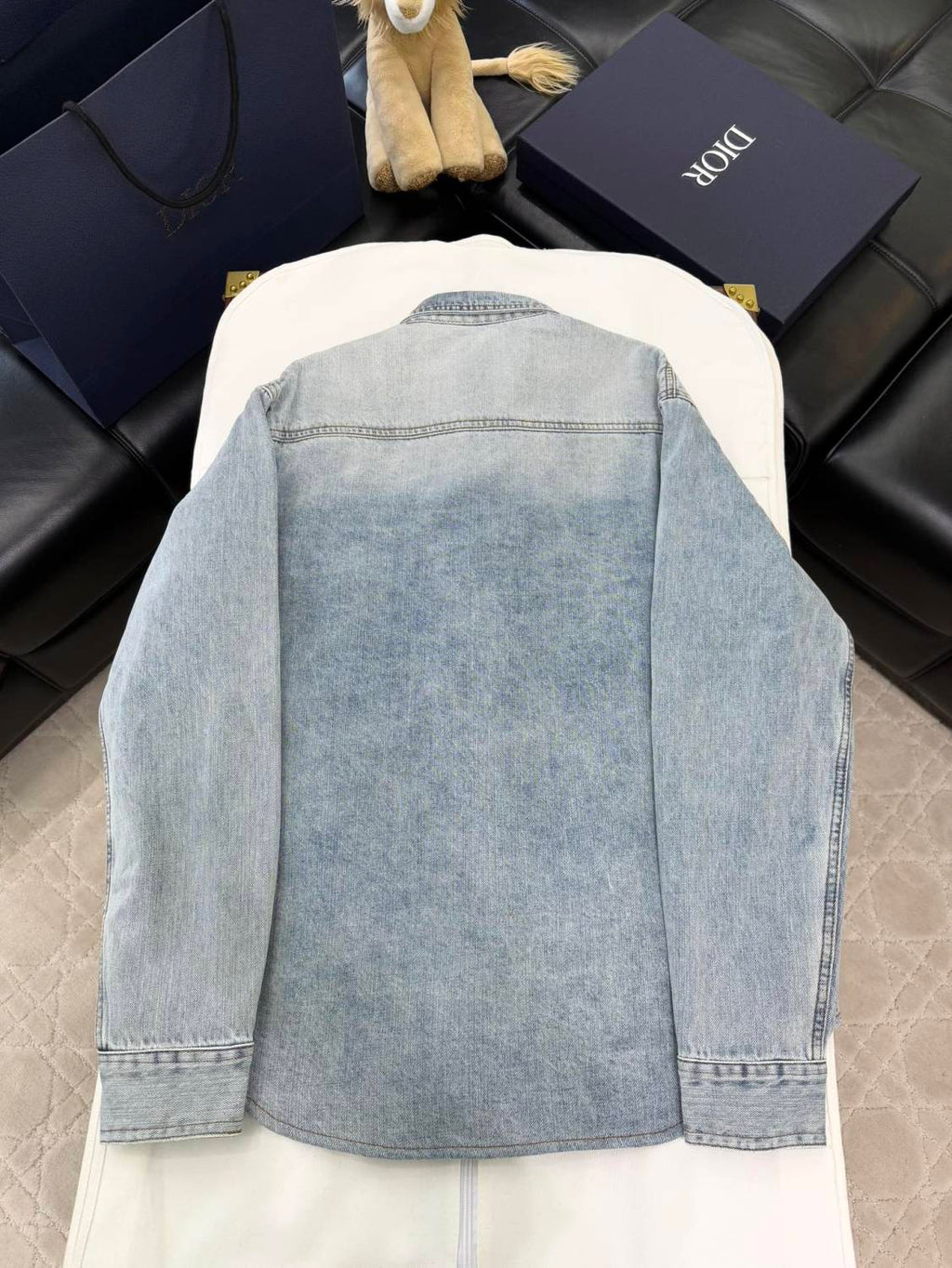 Dior Men's Spring And Fall Solid Color Embroidered Letters Single Breasted Long Sleeved Denim Jacket Jeans Pants Set Suit #74986