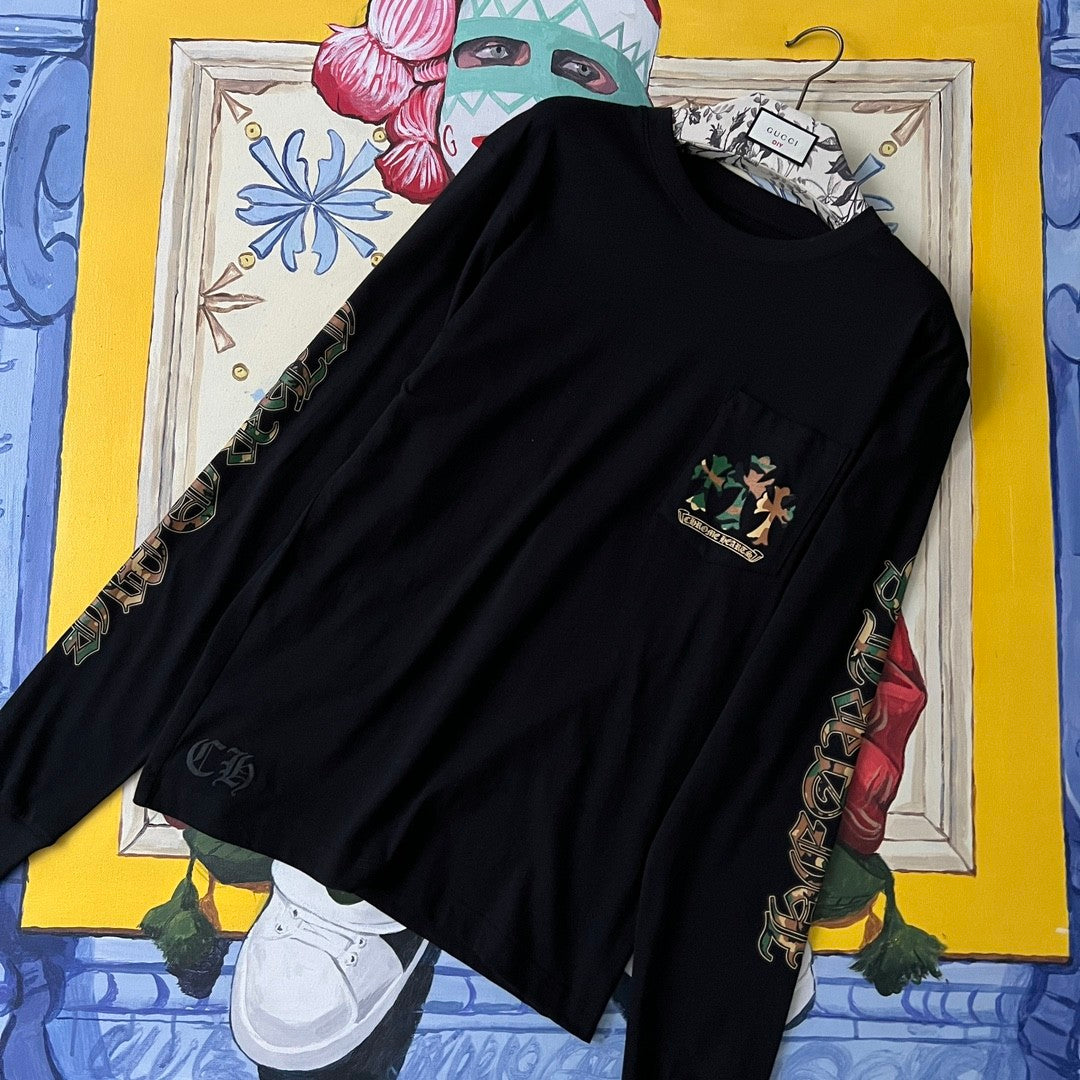 Chrome Hearts Men's and Women's Spring and Autumn Camouflage Print Logo Print Casual Round Neck Cotton Pullover Sweatshirt #72693