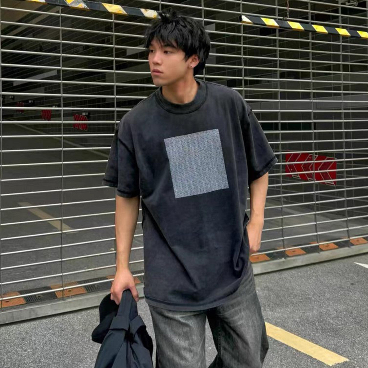 Balenciaga Men's And Women's Summer Retro Print Washed Old Loose Short Sleeved Black T-shirt Ngvp #8466