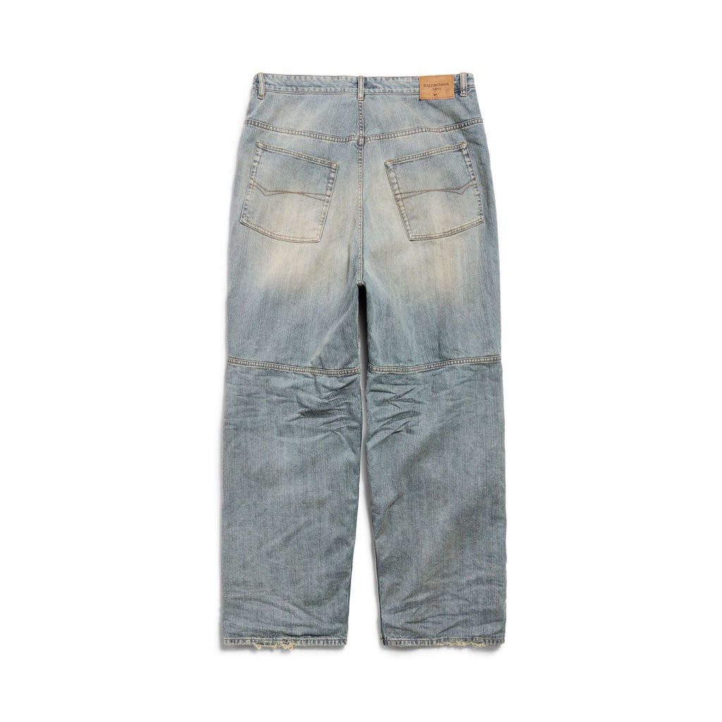 Balenciaga BAGGY Men's Spring/summer Scenic Webbing Contour Deconstructed Straight Leg Pants Denim Trend Old Wide Leg Pants Ngvp #9973