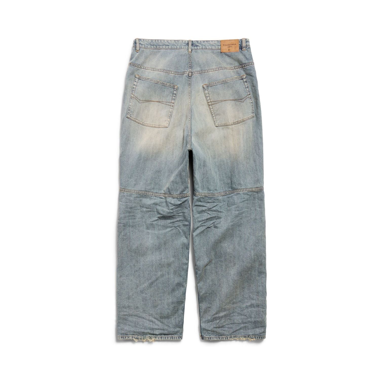 Balenciaga BAGGY Men's Spring/summer Scenic Webbing Contour Deconstructed Straight Leg Pants Denim Trend Old Wide Leg Pants Ngvp #9973