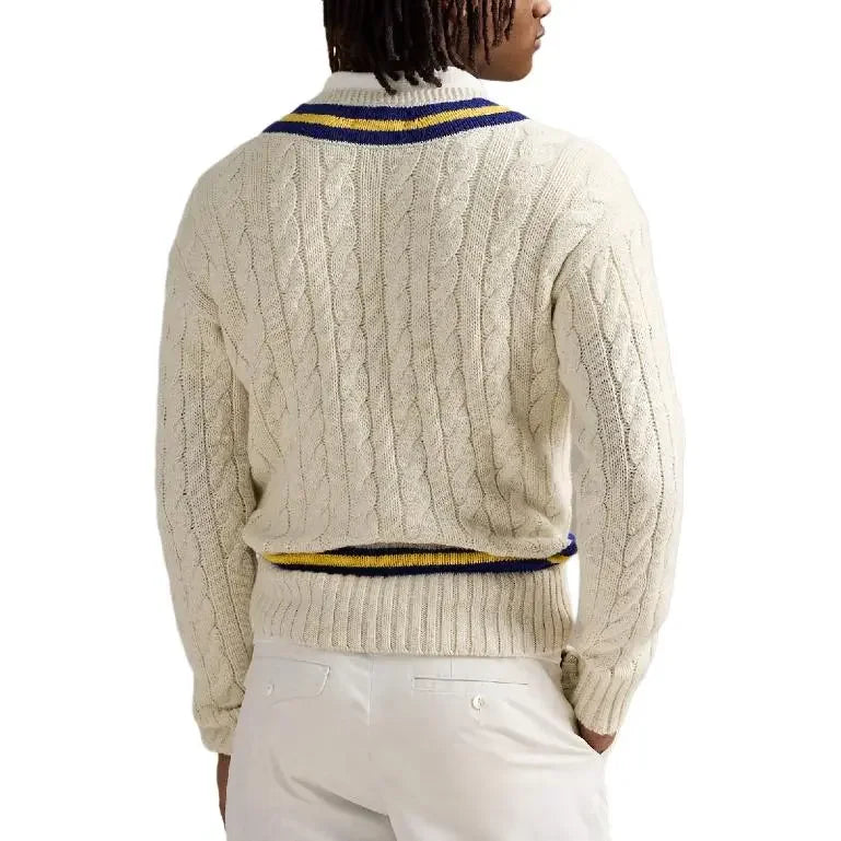 Ralph Lauren Men's Polo Solid Color V-neck Pullover Long-sleeved Autumn And Winter Knitted Wool Polo