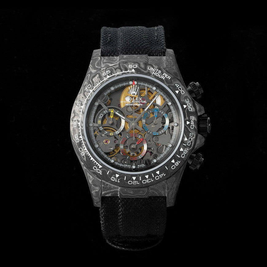 Rolex Men's Matte Black Skeleton Dial Mechanical Watch #97467