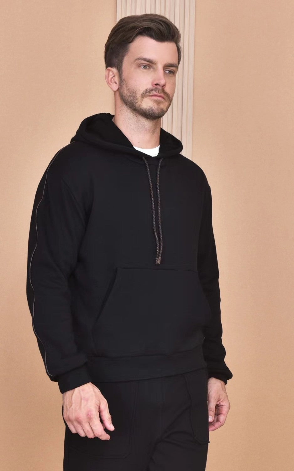Loro Piana Men's Autumn And Winter Solid Color Hooded Long Sleeve Sweatshirt Casual Lace-Up Pants Set Ngvp #9216