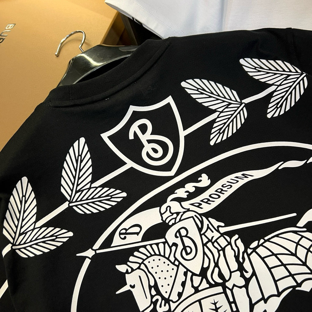 Burberry Men's Summer Monogram Printed Solid Colour Round Neck Cotton Short Sleeve T-Shirt #76665
