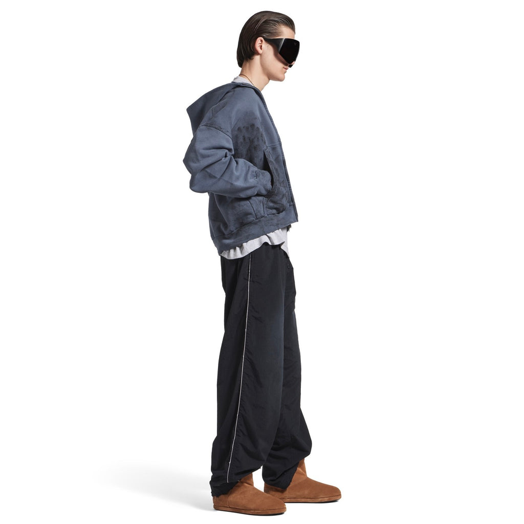 Balenciaga 25FW Men s Balenciaga Back Zipup Hoodie Regular Fit in Faded Dark Blue black Hoodie Shorts Set #332366
