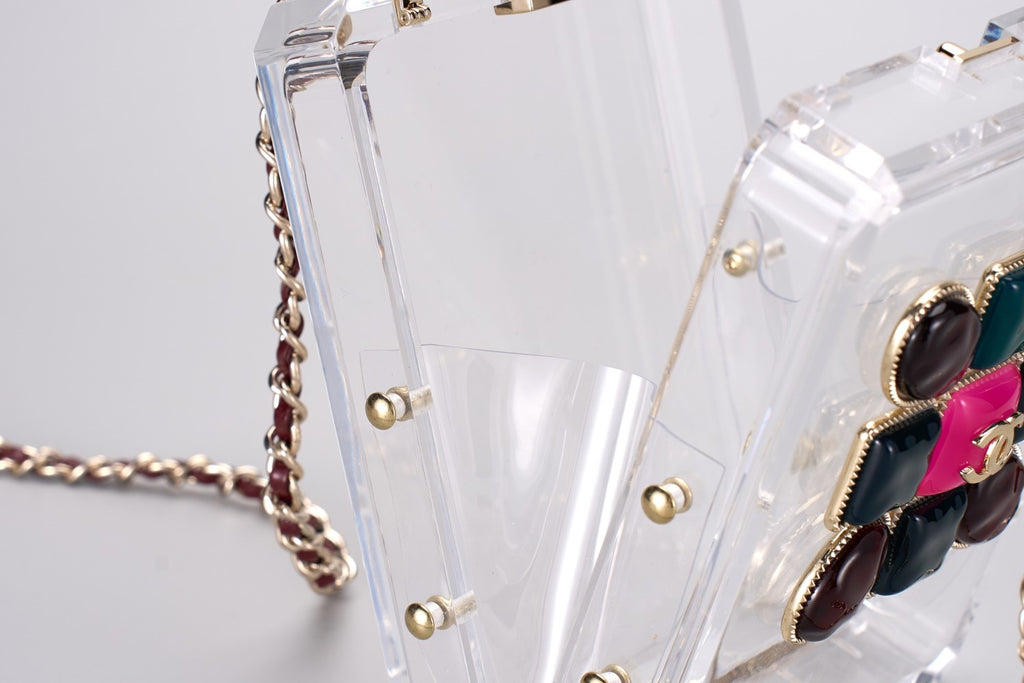 Chanel Women's Solid Colour Glass Gemstone Embellished Transparent Acrylic Perfume Bottle Shoulder Bag Bags #77239