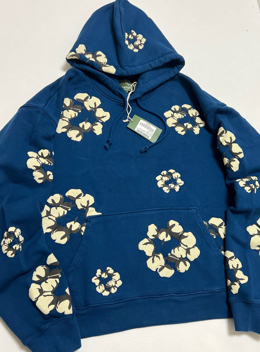 Denim Tears Cactus Tears Wreath Floral Print Hooded Sweatshirt Casual Tie Drawstring With Loose Sweatpants #71879