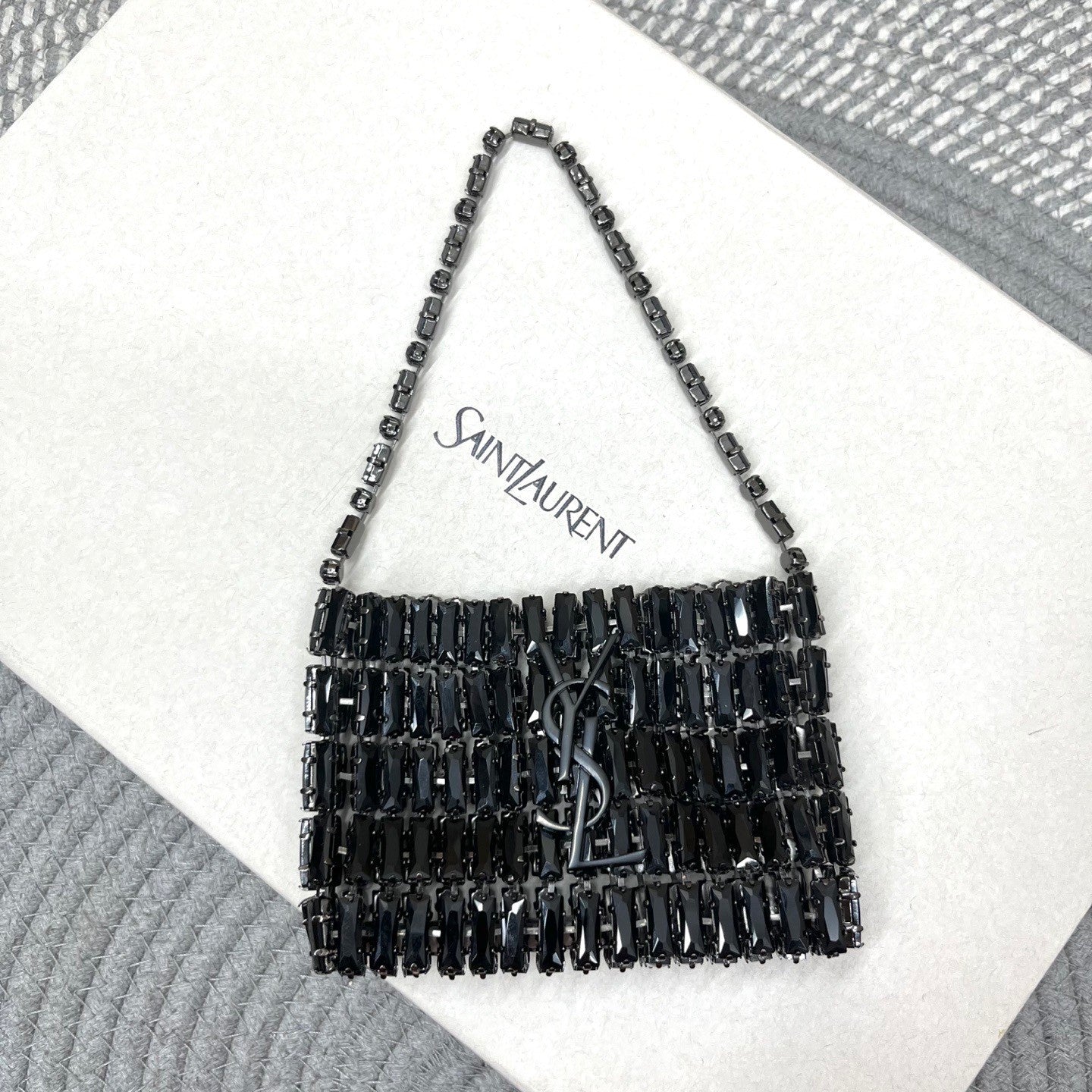 SAINT LAURENT Women's EVENING Crystal-Inspired Handbag Bag Limited Edition Sparkling Crystal Clutch Mini Chain-Strap Underarm Tote Bags #193642