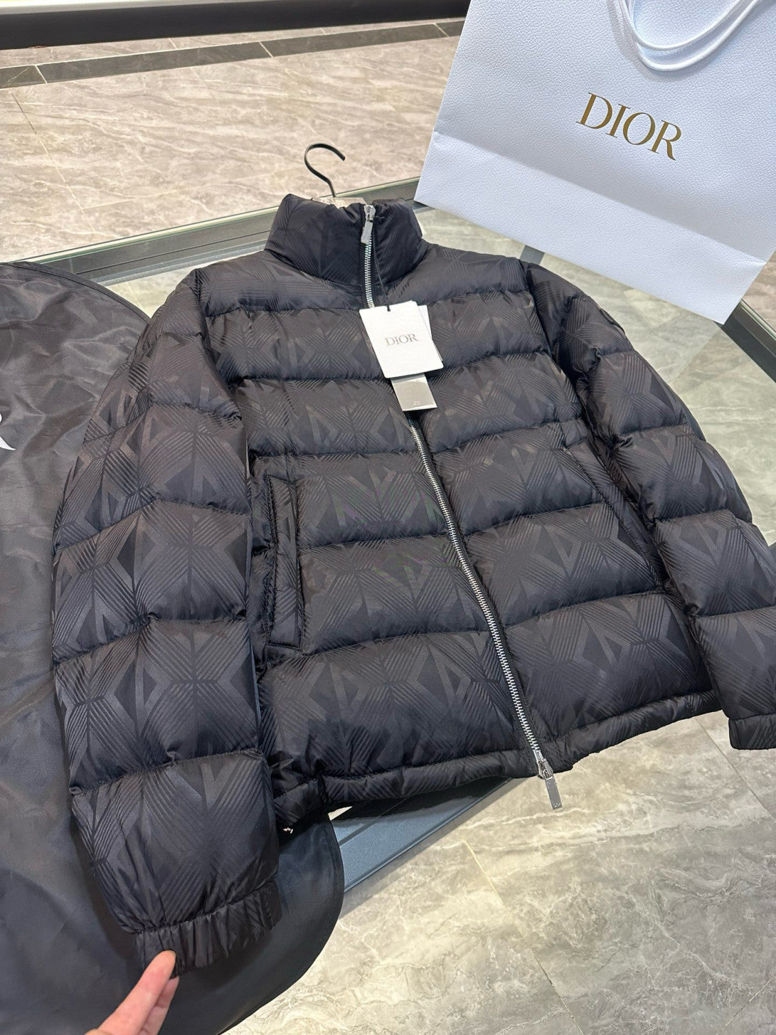 Dior Men's Fall/Winter Stand-Up Collar Logo All-Over Print Zipper Solid Color Casual Long-Sleeve Warm Puffer Down Jacket #81528